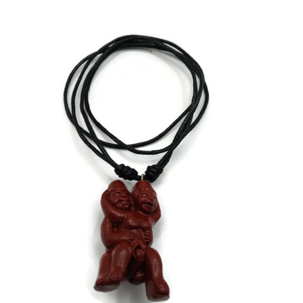 Unisex Erotic Necklace Handmade in Moche Sculptural Ceramics